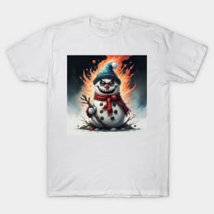 Scary snowman in fire T-Shirt